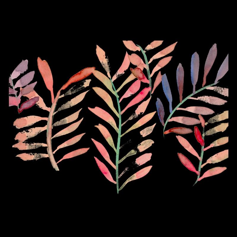 Feuilles aquarelle, rouge