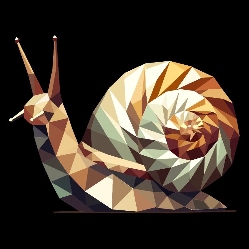 Escargot géométrique – Art Low-Poly stylisé