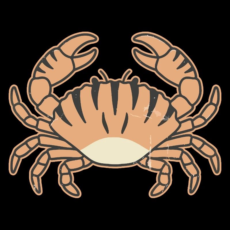 Stylized crab with tiger stripes