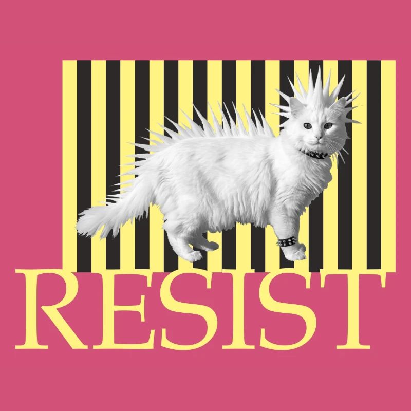Résiste au chat coquin rayé Punk Chat drôle