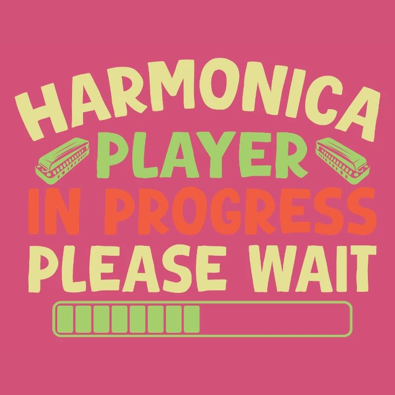 Funny Harmonica Player In Progress Harmonica