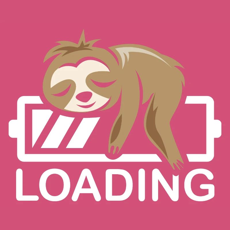 funny sloth loading battery icon comic