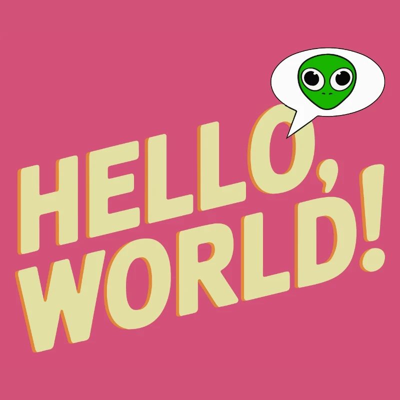 Verspieltes Alien Hello World Design