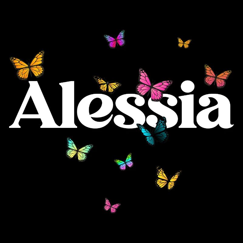 Schöner Mädchenname ALESSIA mit Schmetterlingen 