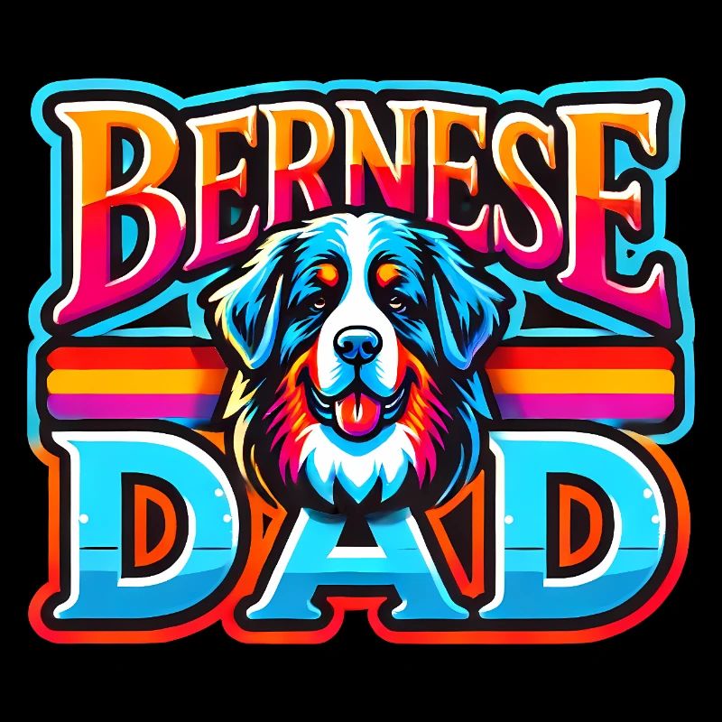 Bernese Dad Rainbow Retro, Dog Father 