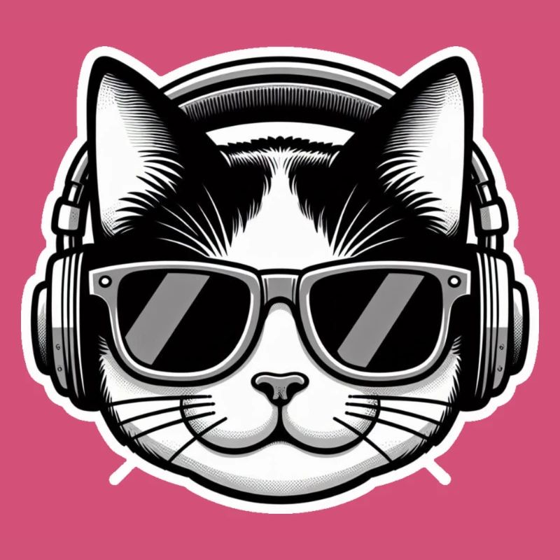 Katze Brille Kopfhörer