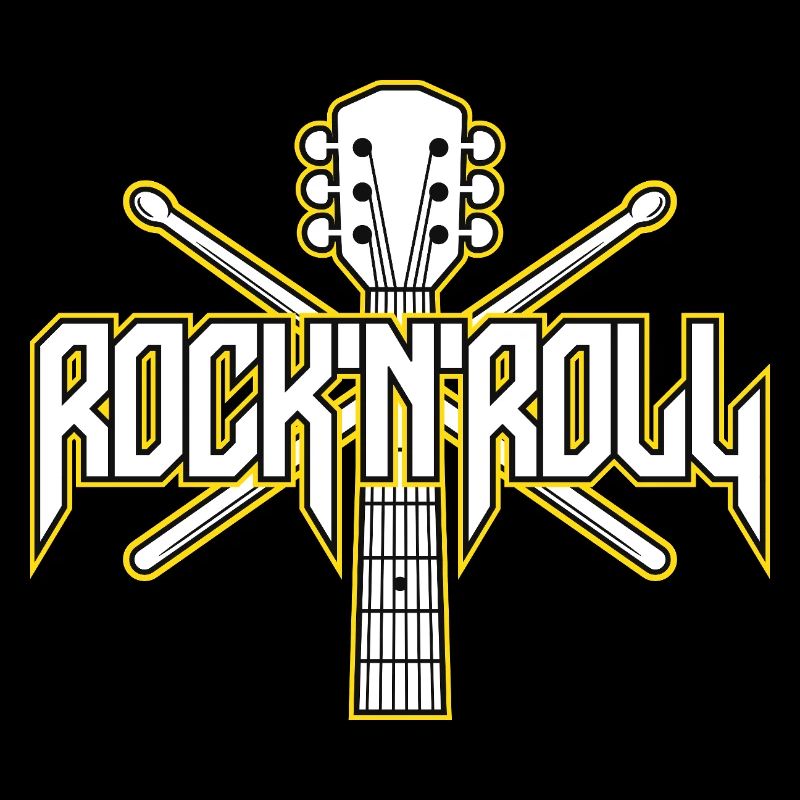 RockNroll Guitar and Drumsticks Emblem
