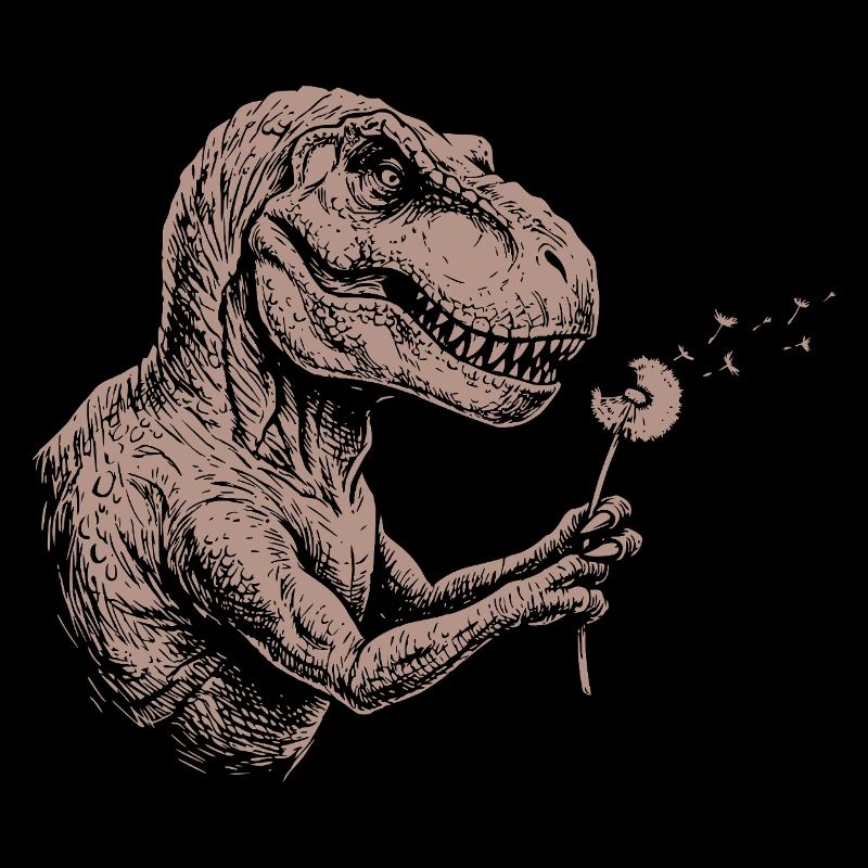  Vintage T-Rex Blowing Dandelion Dinosaur Nature