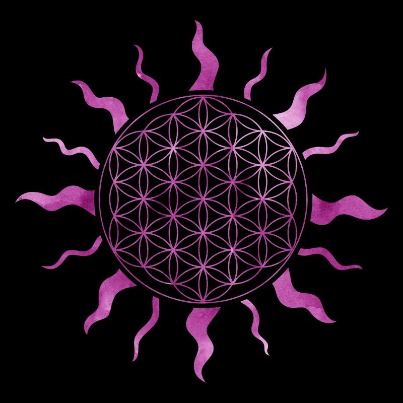 Fleur de Vie Sun Mandala Aquarelle Rose