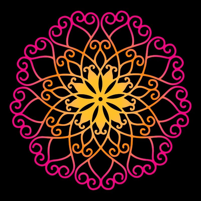 Flourish ornament yoga gradient sun mandala