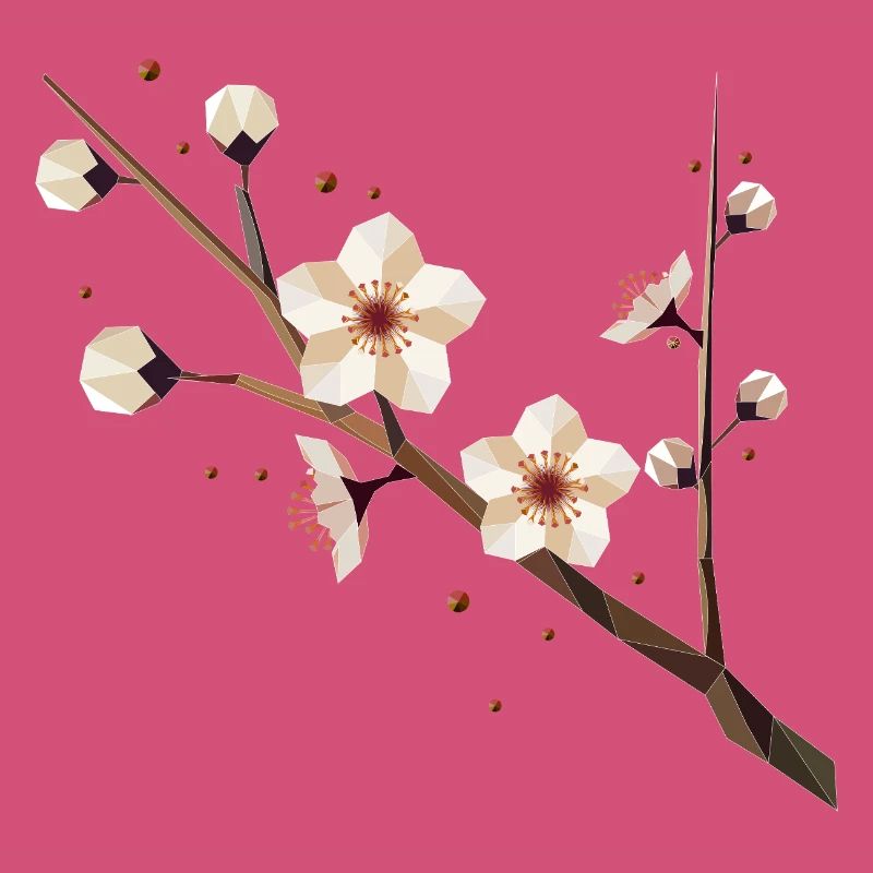 Branche de fleur de prunier – élégance délicate au printemps
