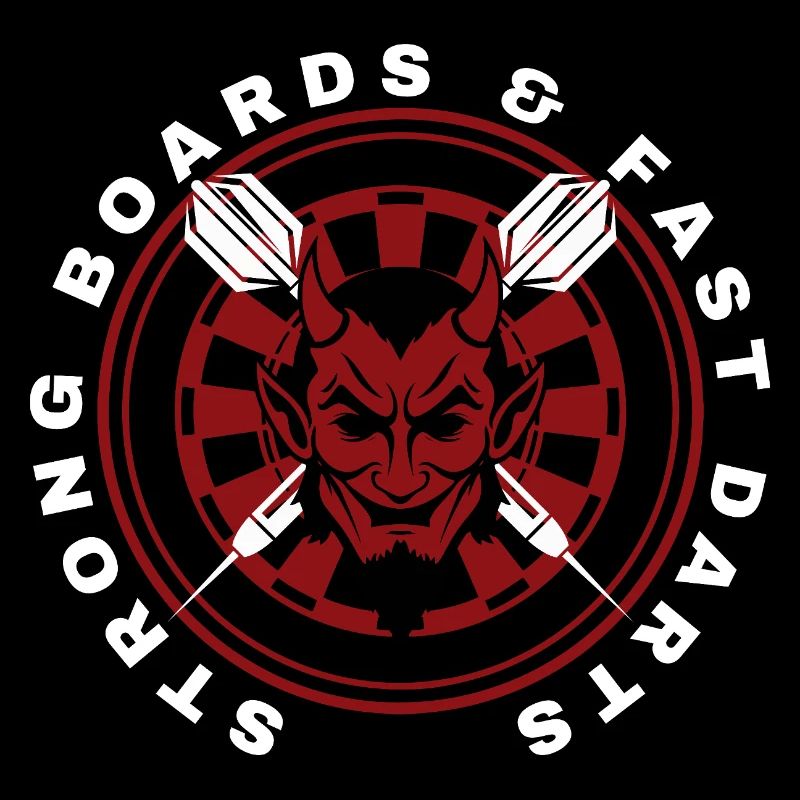 Darts, bullseye, dartboard and devil.