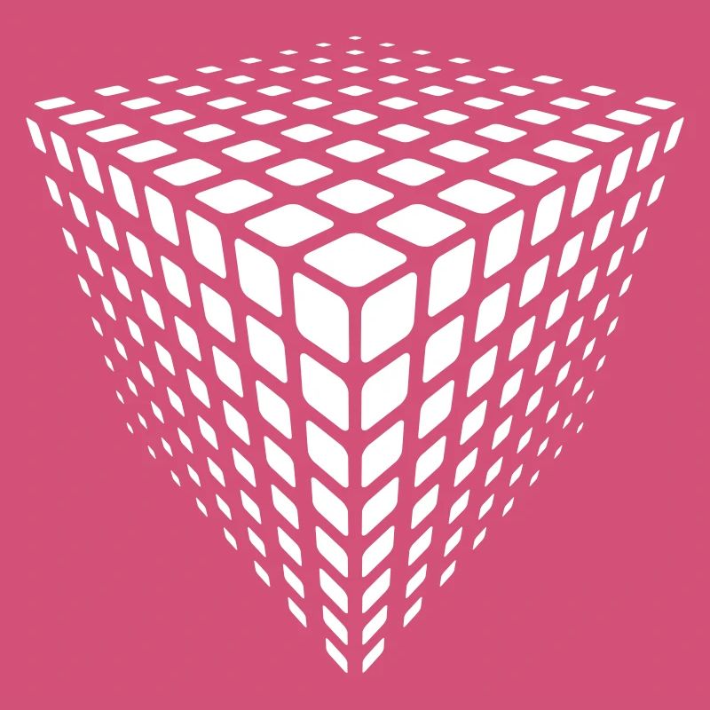Monochrome Grid Cube Illusion