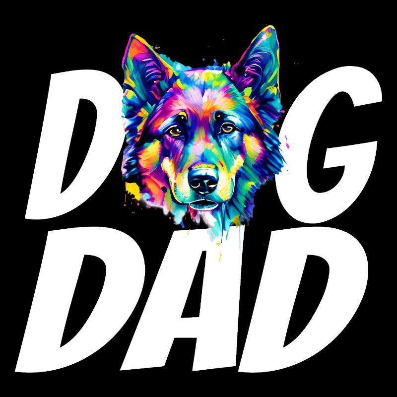 Deutscher Schäferhund Vater – bunte Aquarellmalerei