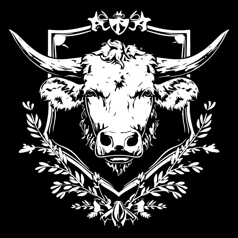 Vache dans un cadre de laurier