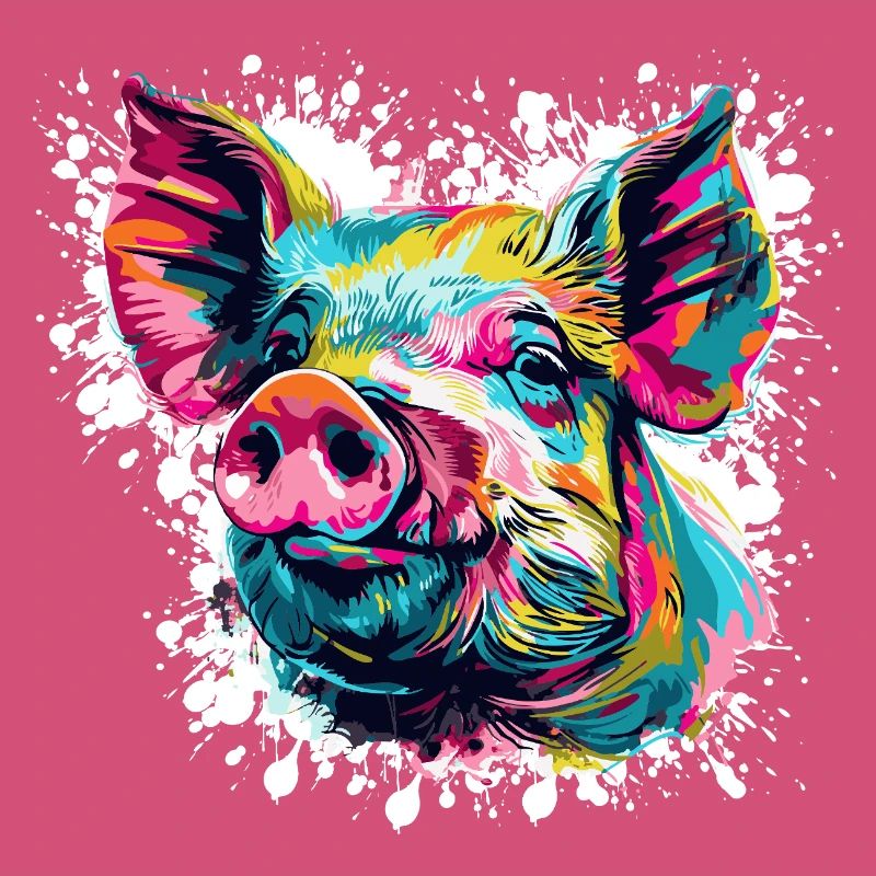 Pop-Art Schwein Kopf Farbexplosion