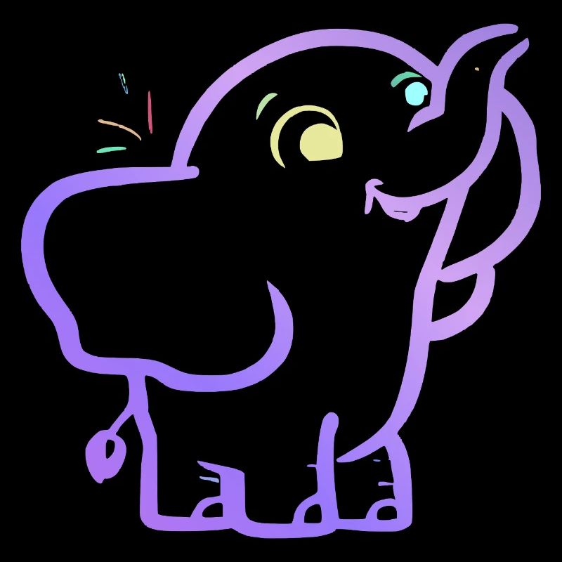 Cheerful purple outline elephant