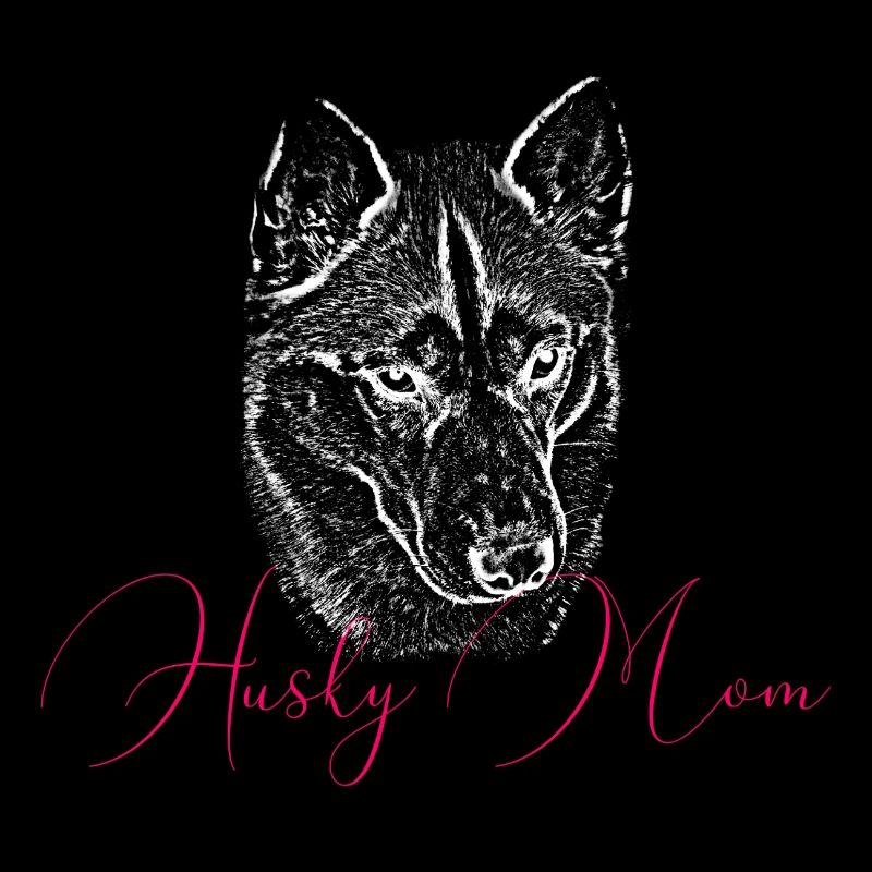 Estampe d’art de maman husky
