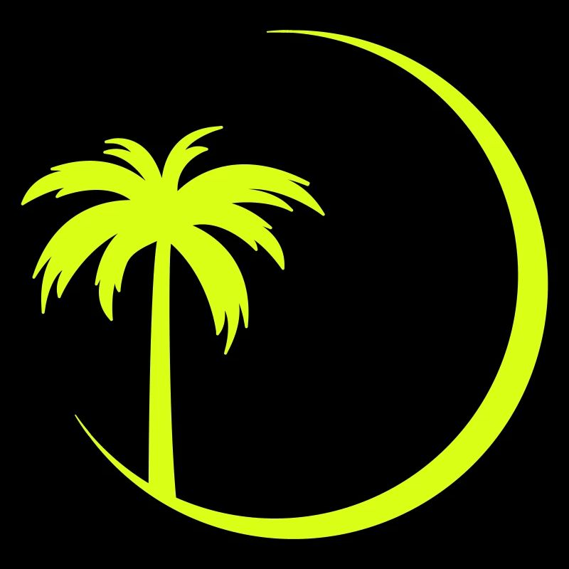 Neon palm tree in a circle