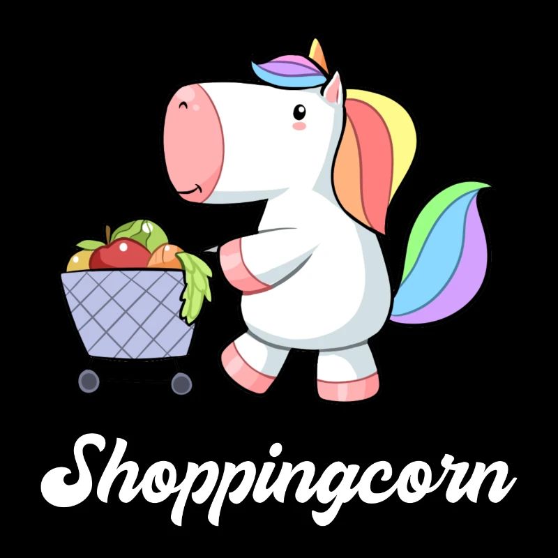 Einhorn Unicorn Einkaufen Einkaufswagen Comic süß