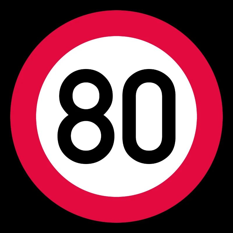 80 ans Attention ! Panneau de signalisation 80 km/h