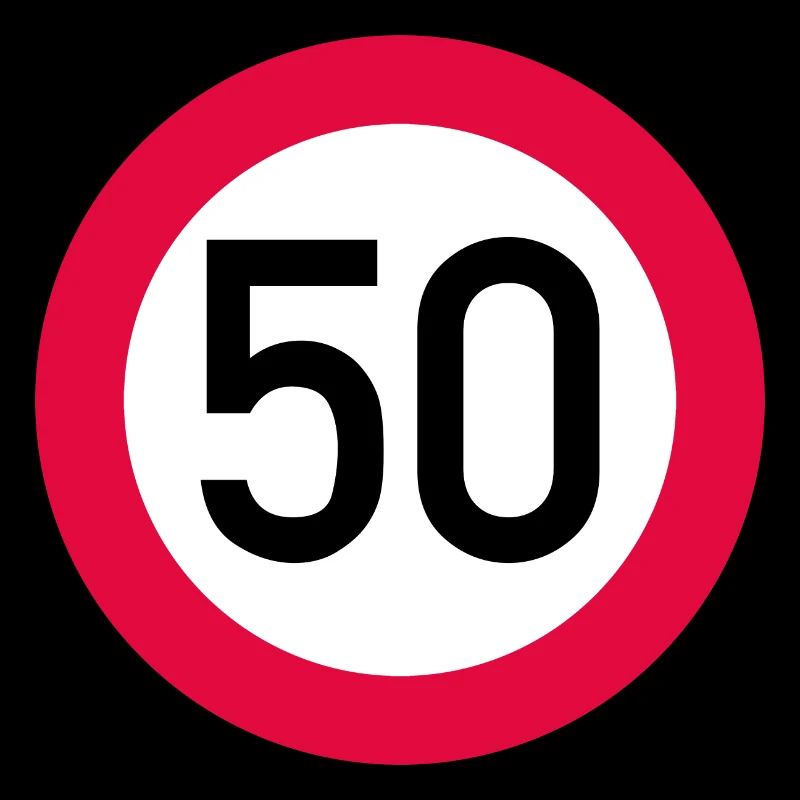 50 ans Attention ! Panneau de signalisation 50 km/h