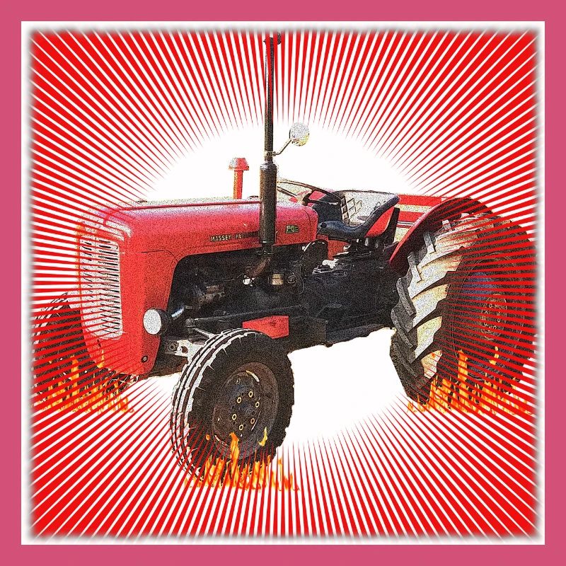Roter Traktor mit Strahlendes Muster