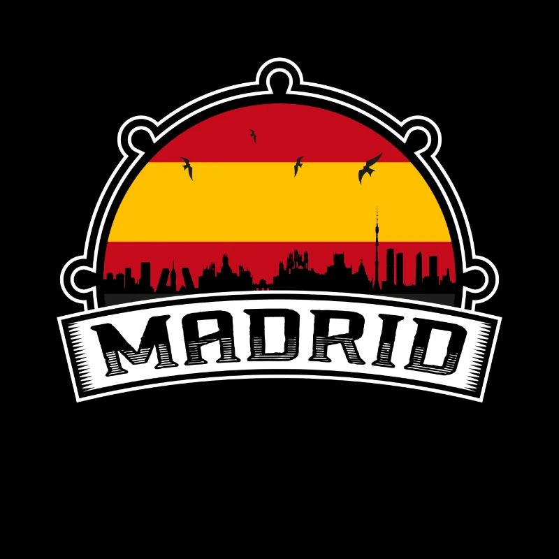 Madrid Espagne Skyline Voyage Souvenir Drapeau Espagnol