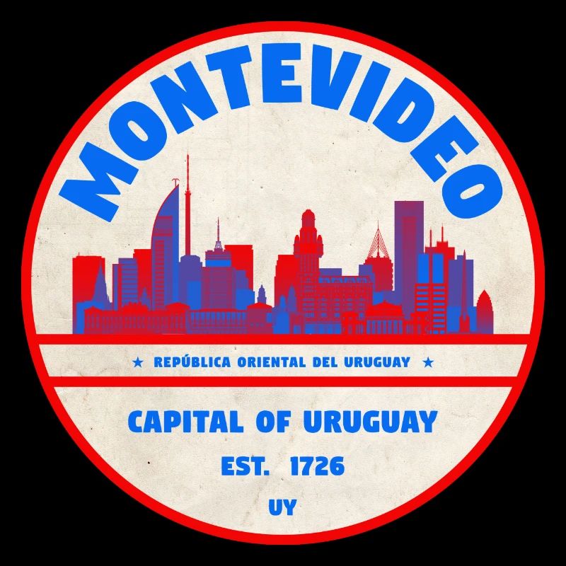 Montevideo Uruguay Skyline Emblem Design
