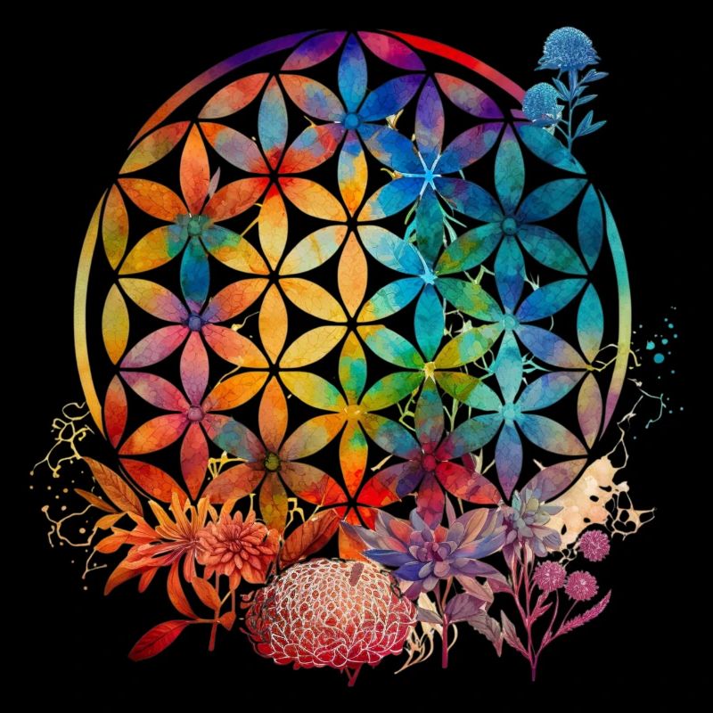 Cercle de couleur Fleur de Vie Motif