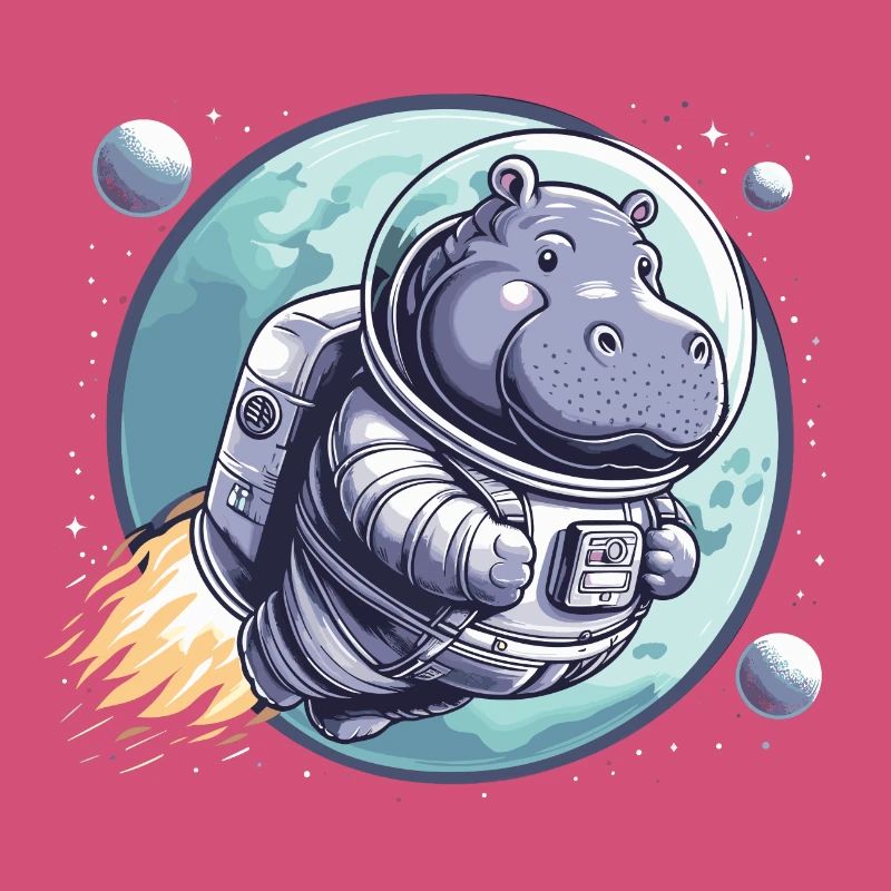 Hippopotame astronaute spatial