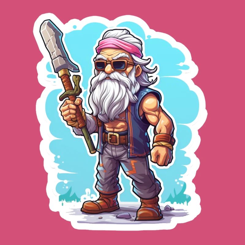 Pixel Rocker Mit Langem Bart Gaming Shirt