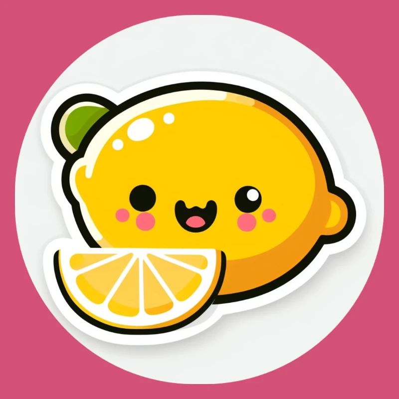Cute laughing yellow lemon in comic style