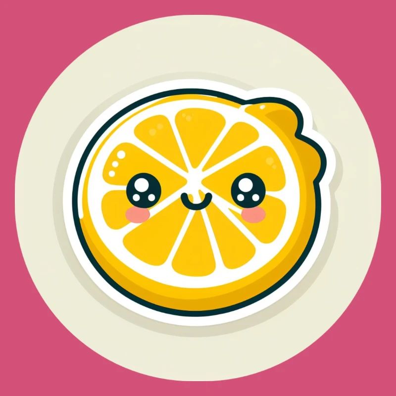 Yellow lemon slice with face