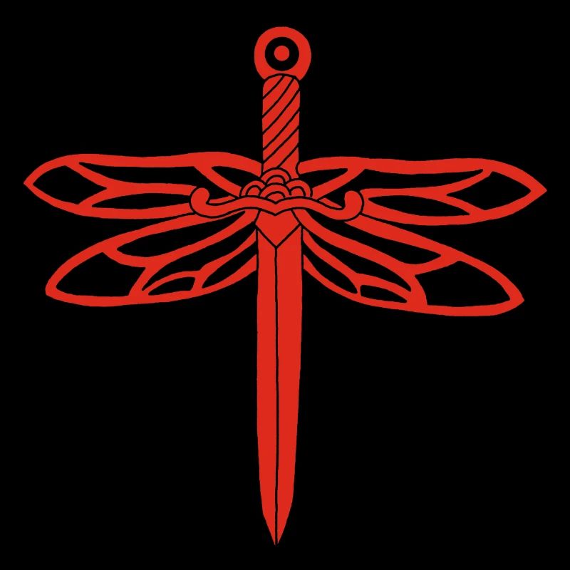 épée rouge et ailes de libellule