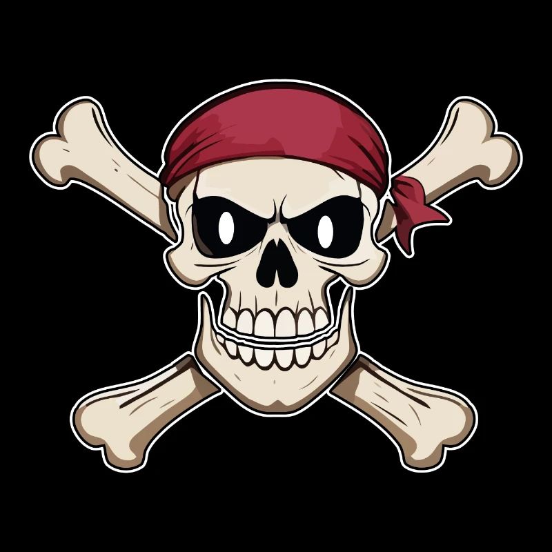 Drapeau de pirate tête de pirate crâne et os