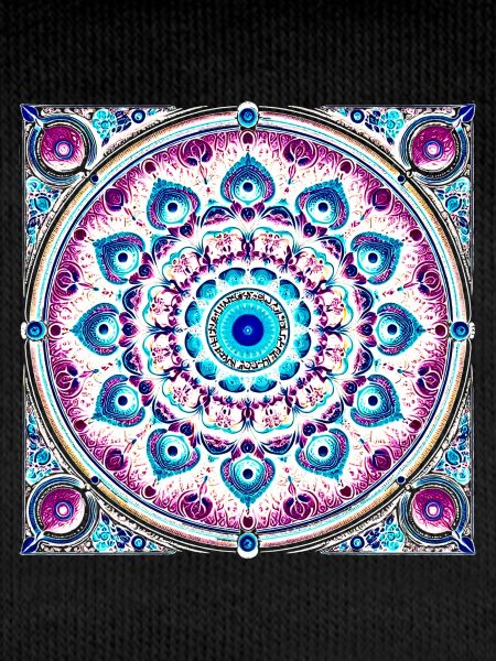 Mandala Orbital Bleu-Rose