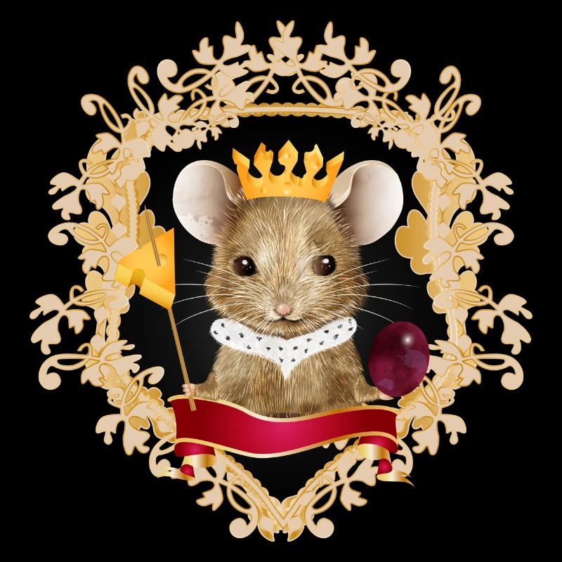 Souris avec couronne de fromage dans un cadre royal