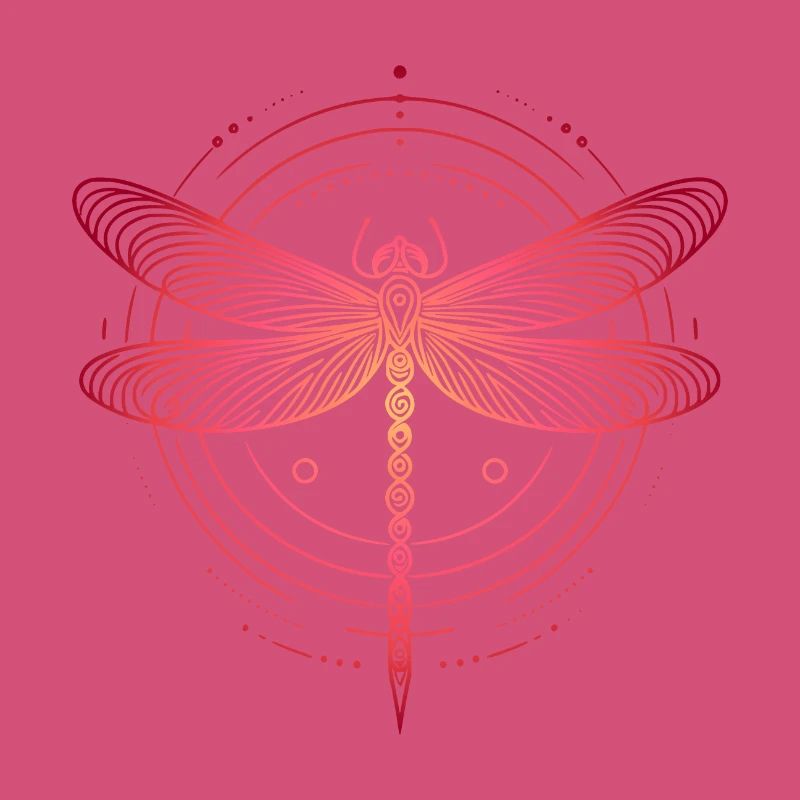 Dragonfly Spiral Patterns, Pink Gradient