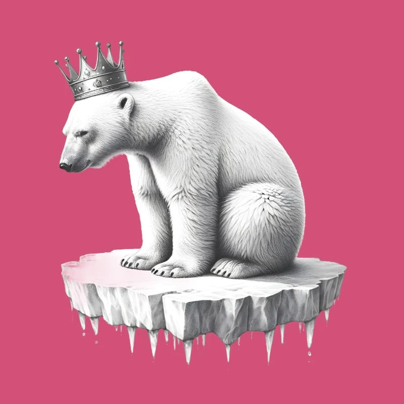 Eisbär mit Krone auf Eisscholle arktische Tierwelt
