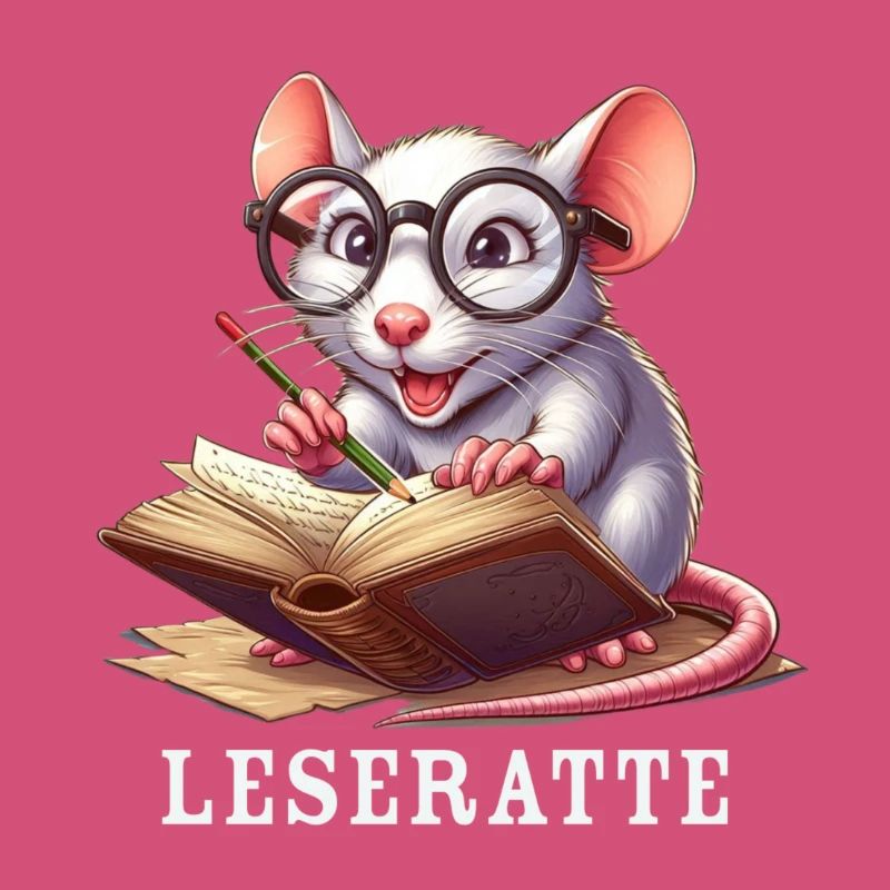 Bookworm with glasses and book