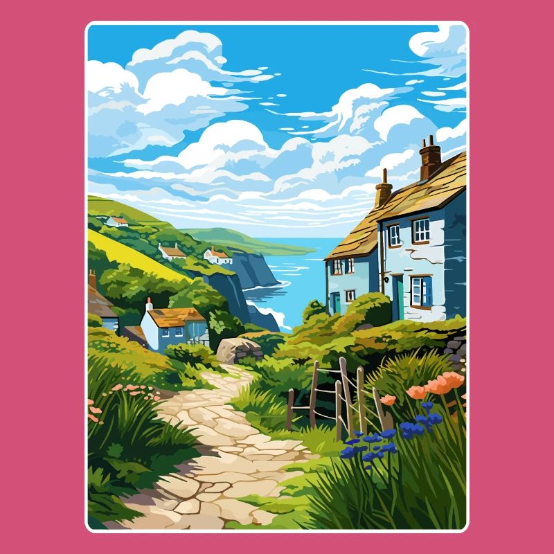Cadgwith Cornouailles Angleterre Affiche de voyage souvenir