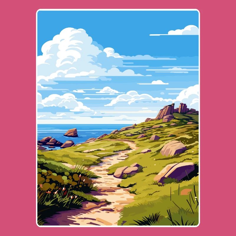 Lands End Cornouailles Angleterre Affiche de voyage souvenir