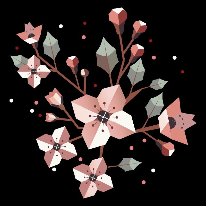 Branche de fleur de cerisier élégante - Splendeur printanière délicate