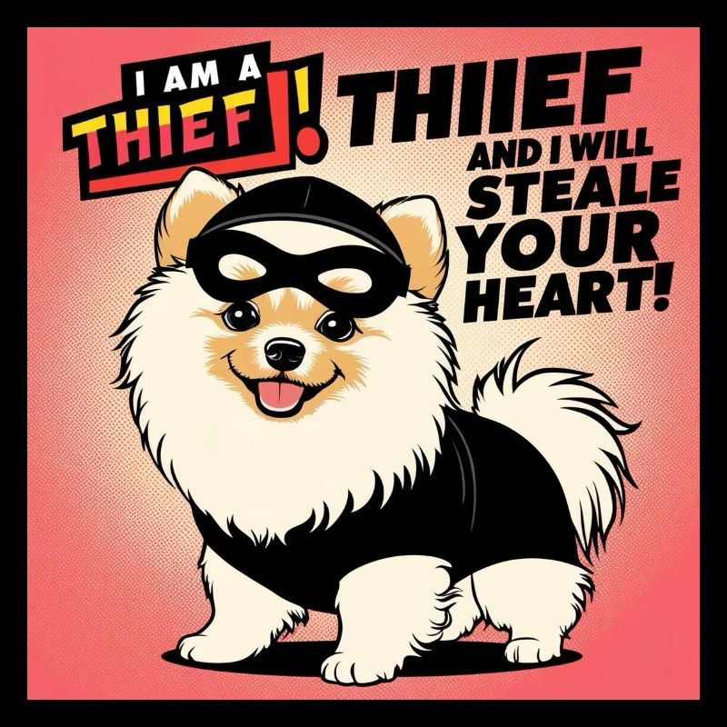 Comicstyle Pomeranian Dog "I am a thief"