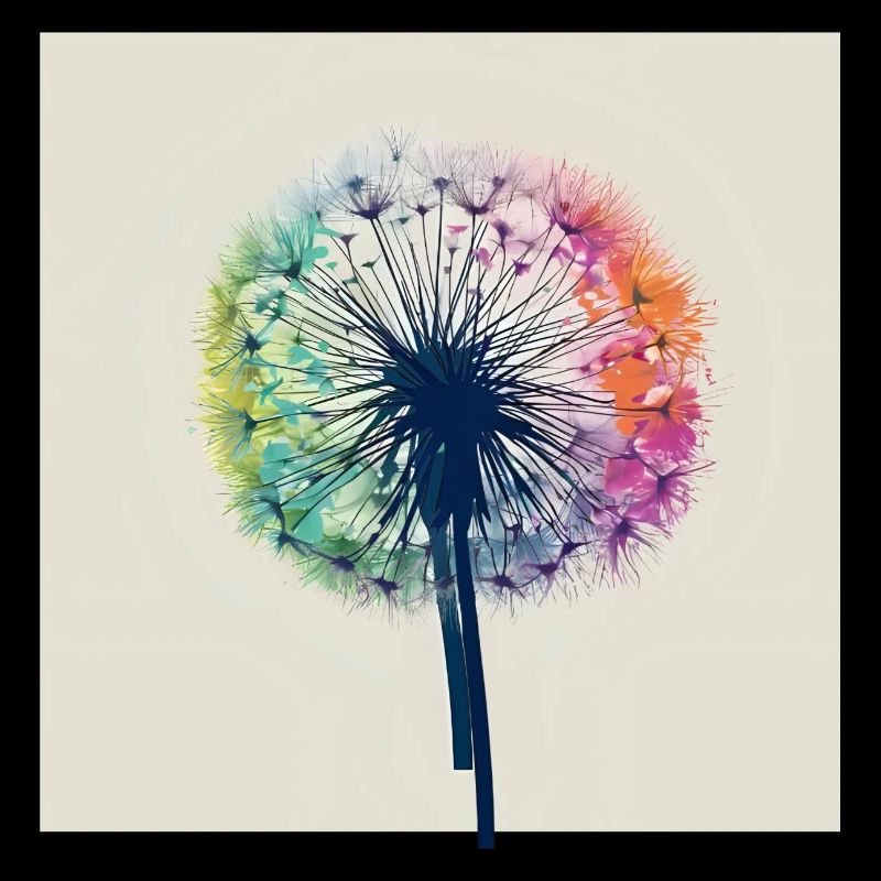 Bunter Pusteblumen-Aquarell