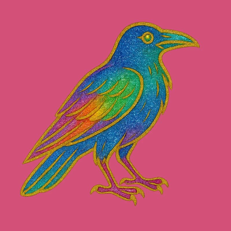 Conception de patch de corbeau arc-en-ciel