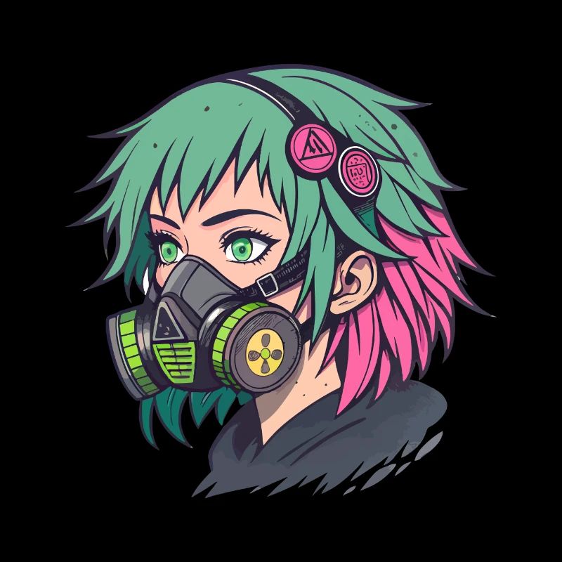 Neon Gasmask Punk Portrait