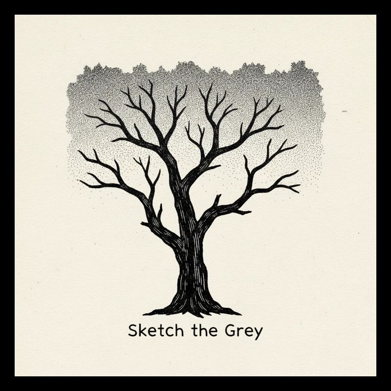 City Tree Linocut "Sketch the Grey"