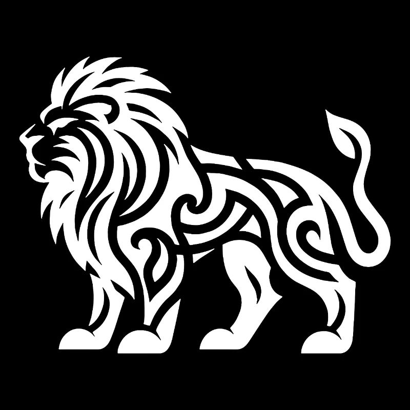 Lion with wild mane tattoo style